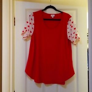 Lularoe, short sleeved, Valentine's Day top